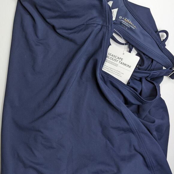 Athleta 34 B C navy Seascape Blousy Tankini swim bathing suit top bra coverup - Picture 4 of 5